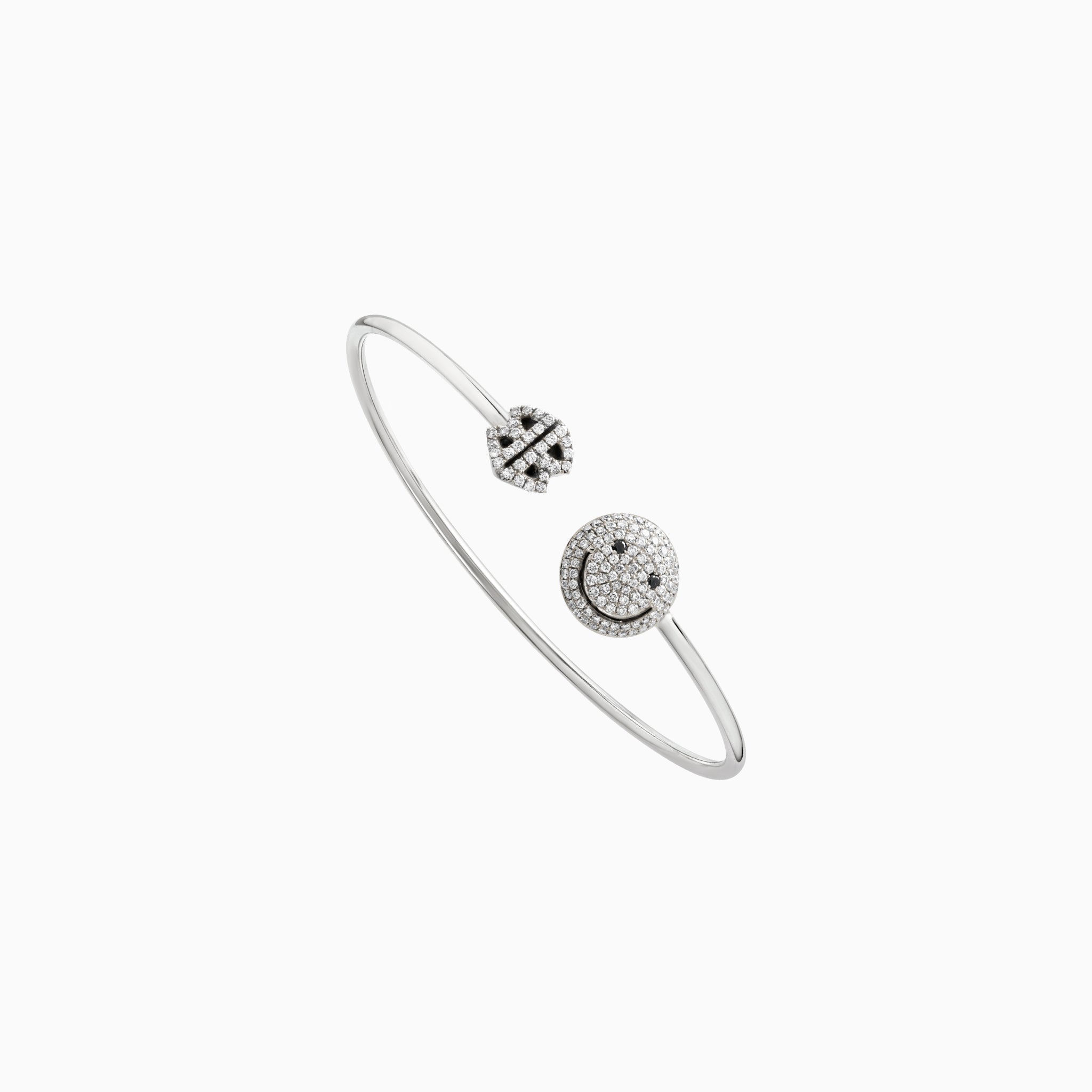 2B Happy Small Pave One Face Open Spring Cuff