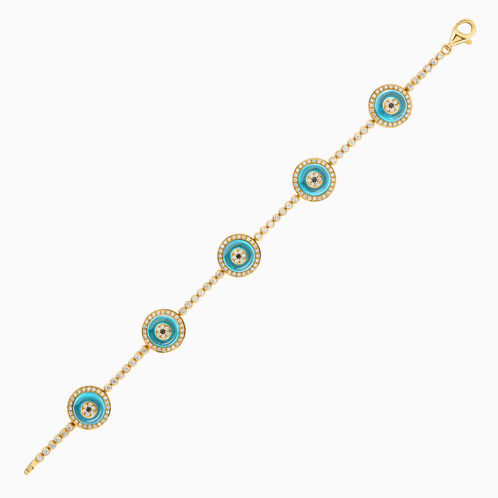 Against Evil Eye Five Eye Diamond Pave Bracelet Lorraine Schwartz Pop