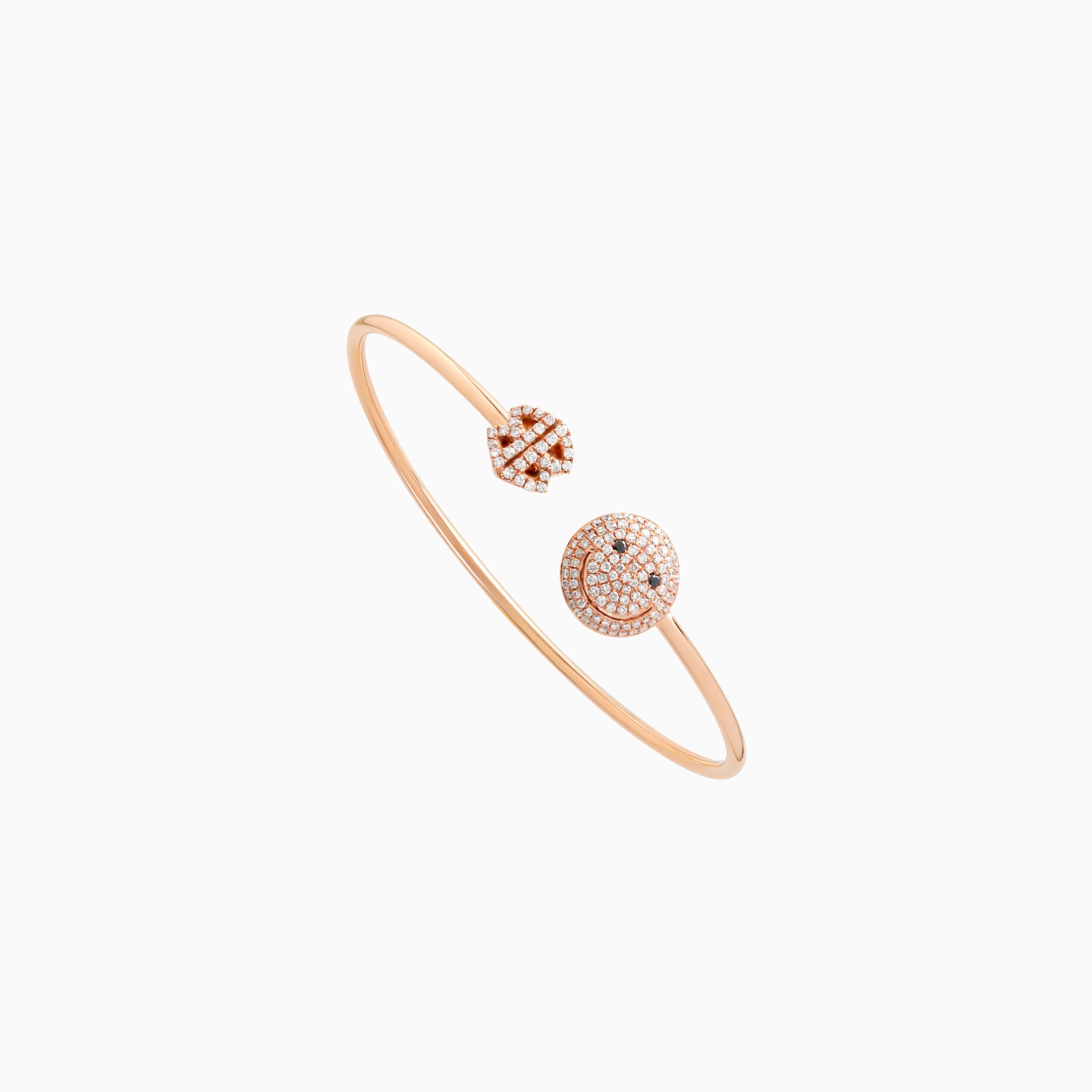 2B Happy Small Pave One Face Open Spring Cuff