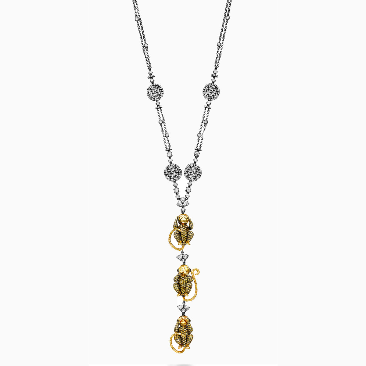 Lucky Monkey Necklace in Black Gold Lorraine Schwartz Pop Up Store