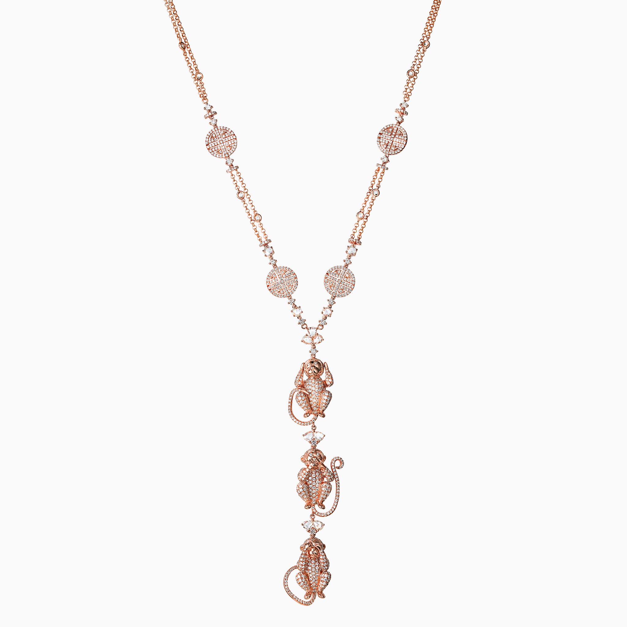 Lucky Monkey Necklace in Rose Gold